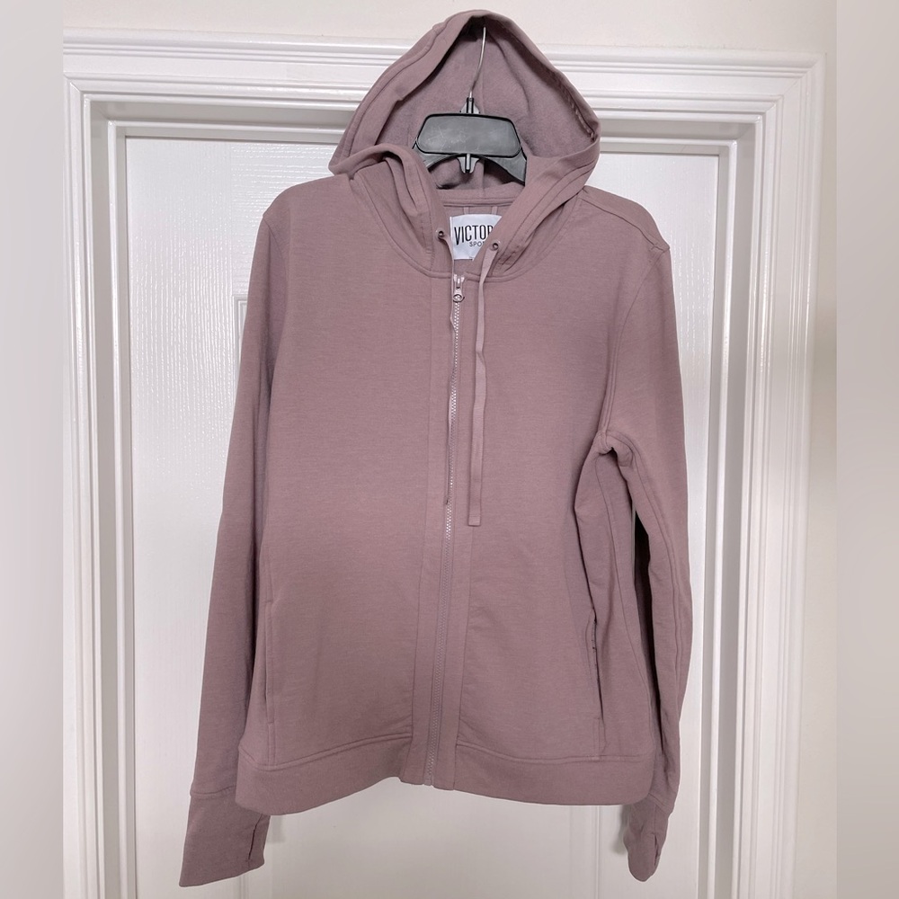 Victoria’s Secret Victoria Sport long sleeve full zip hoodie size large- mauve